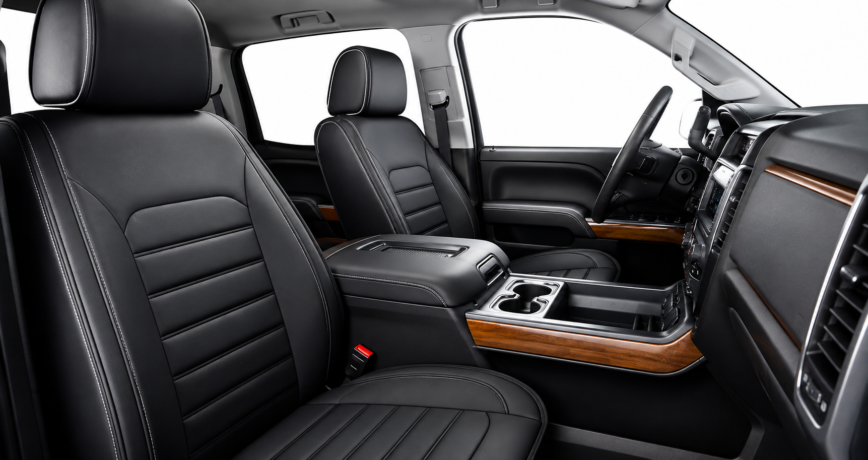 Luxury sedan rear leather seats