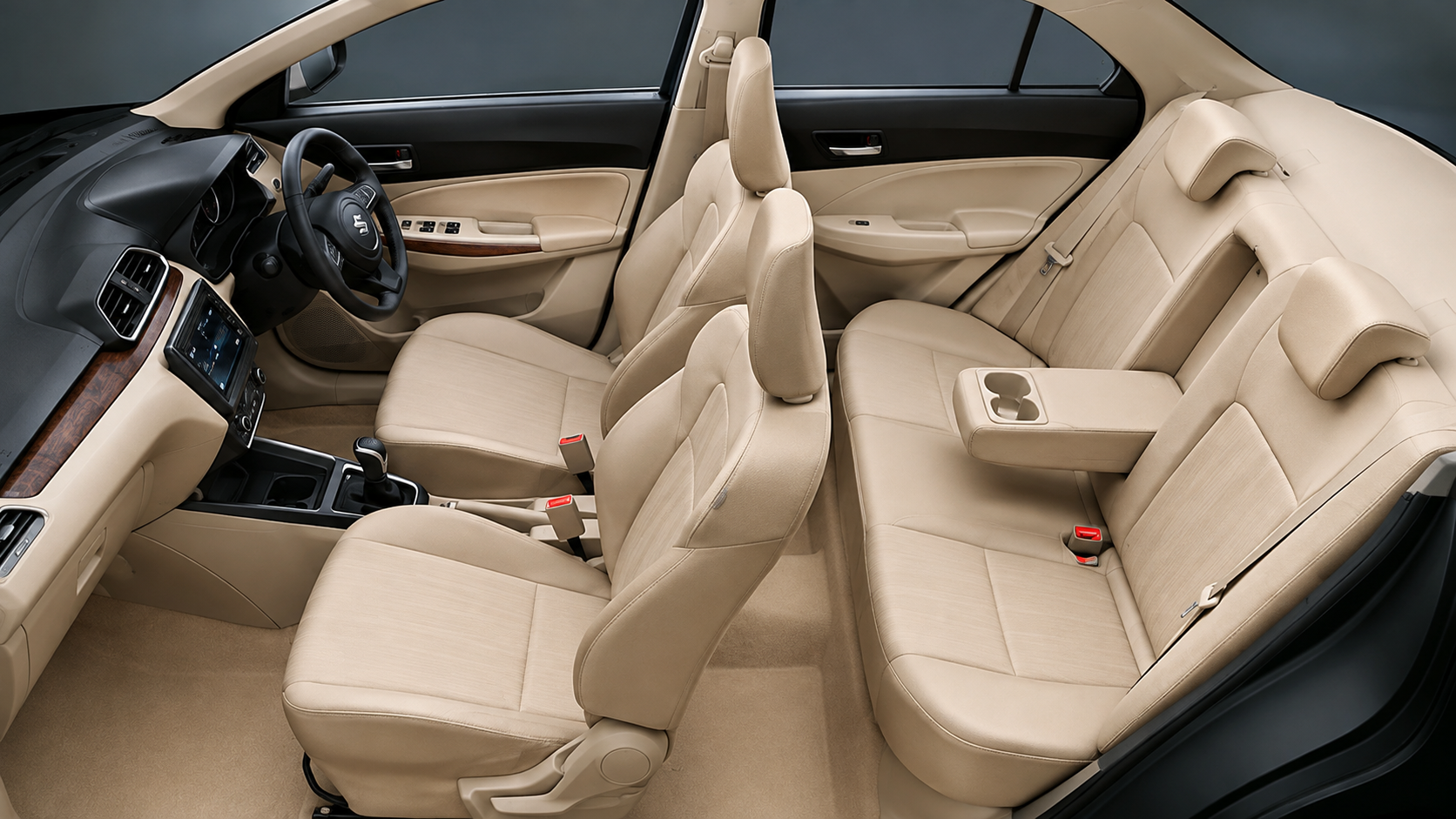 Luxury sedan rear leather seats