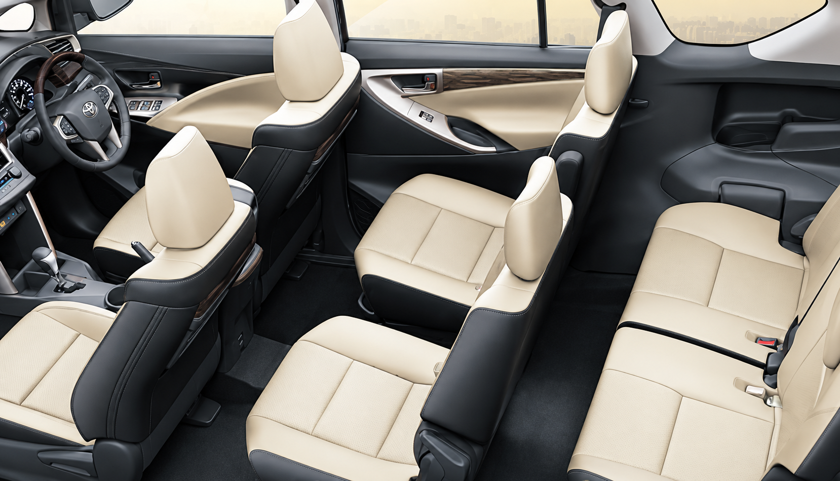 Luxury sedan rear leather seats