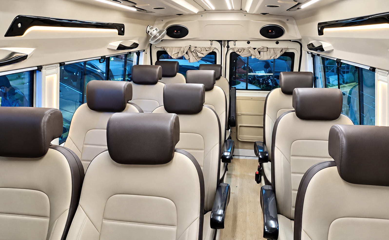 Luxury sedan rear leather seats