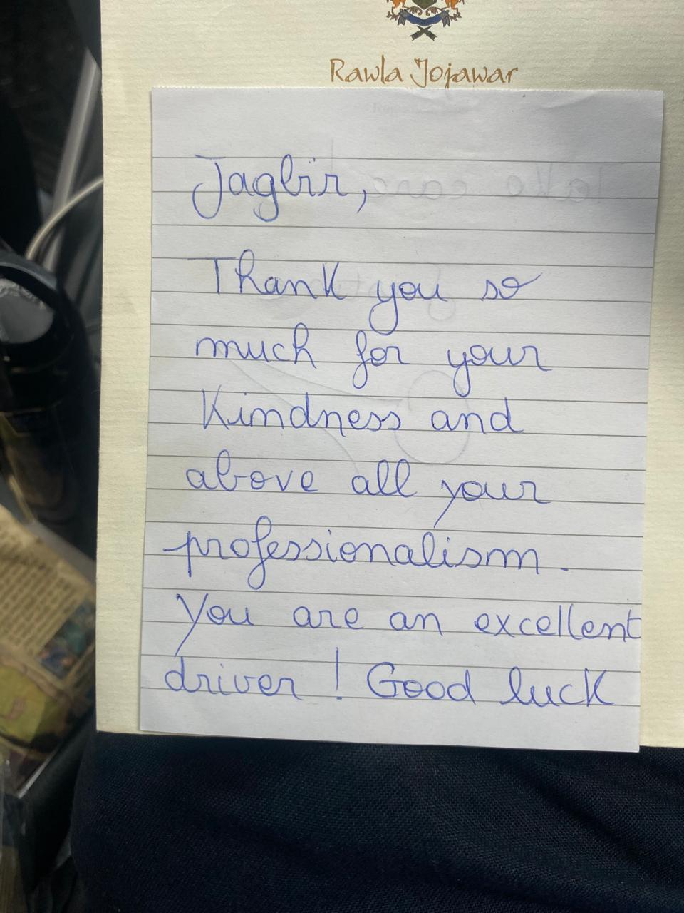 Client Testimonial Note